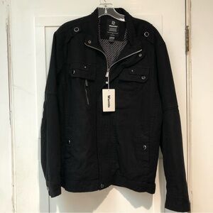 NWT Mens Wantdo black cotton zip up jacket cargo style multi pocket trucker M